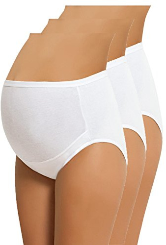 NBB Women's Adjustable Maternity Panties High Cut Cotton Over Bump Underwear Brief (Large, 3 Pack - White)