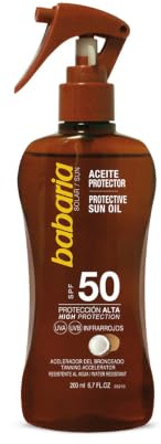 Babaria Pistola Aceite Protector Solar Coco Spf50, 200 Mililitros