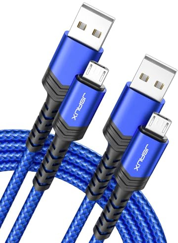 JSAUX Micro USB Kabel, [2Stück 2M] Ladekabel für Android Samsung-Blau | für Android Smartphones kompatibel mit Samsung S7 Edge/S7/S6 Edge/S6/S4/S3/J3/J7, Huawei P9/P10 Lite, HTC, Kindle, Nokia, PS4