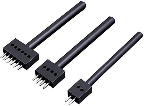 Juego de 4 mm 2/4/6 Punzones Negros de Diamante para Costura, Punzón de Cuero y Acero, Kit de Herramientas para Perforar Artesanías en Piel