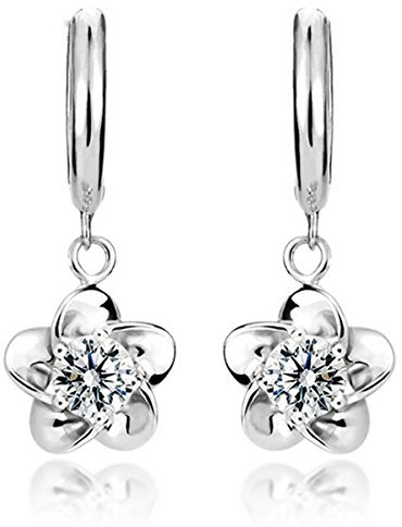 Rapidly Creolen Silber Damen 925 klein Ohrringe Modeschmuck Elegantes Temperament Damenohrringe Blumen Kreolen Klappcreolen Geschenk für Frauen Mädchen