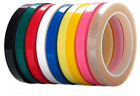 Fodattm Lot de 9 rouleaux de ruban adhésif autocollant fin pour artiste, 6 mm de large, effaçable à sec, ruban de marquage pour tableau blanc, 72 m par rouleau (multicolore)