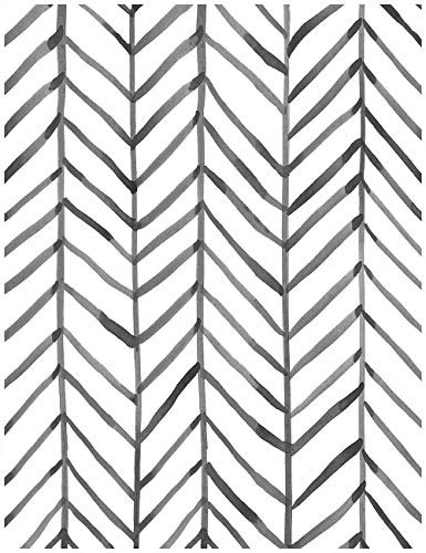 HAOKHOME 96020-1 Modern Stripe Peel and Stick Wallpaper Herringbone Black White Vinyl Self Adhesive Decorative 17.7in x 32.8ft