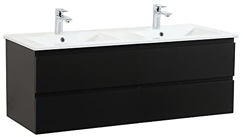 Mobile da bagno doppio lavabo 120 cm nero carbonio Sorrento