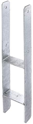 Ultiness® H-Pfostenträger zum Einbetonieren feuerverzinkt Gesamthöhe: 600 mm stabile H-Bodenanker H-Anker Pfostenanker für Carport Zaun Überdachung (121 mm)