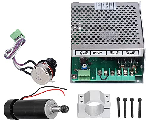 500W CNC CNC Bürstenloser Spindelmotor Kit, Luftgekühlter Frässpindelmotor ER11 12000RMP + AC110-AC220V Regler + 52mm Klemme für DIY Gravur