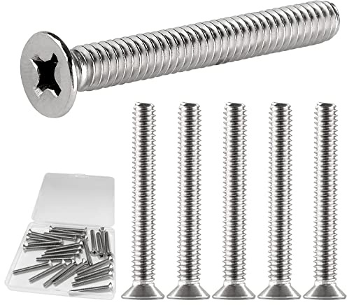 Cionyce 25PC Flat Head Phillips Machine Screws 1/4-20 x 2, 304 Stainless Steel Device Mounting Screws Countersunk Bolt Fastening