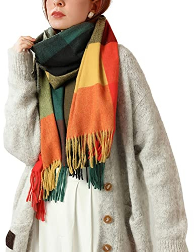 NLAND Schals Tücher für Damen Kariert Poncho Weich Hochwertig Winter Strick Schal mit Quasten