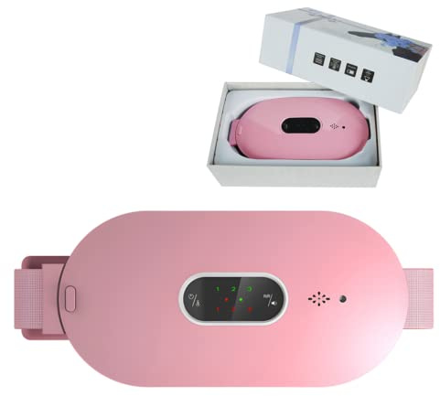 Cordless Electric Heating Pad Women Warm Waistband Device Adjustable 4Speed Rechargeable Heat Massage Belt Pad for Period Endometriosis Chronic Stomach Back Pain Relief