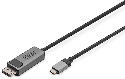 Digitus Displayport adapter cable - USB Type-C to Displayport 1.4-8k/30Hz - 4k/144Hz - Bidirectional - DP Alt-Mode - MST - 2 m - black - For iPhone, Macbook, iPad, Surface