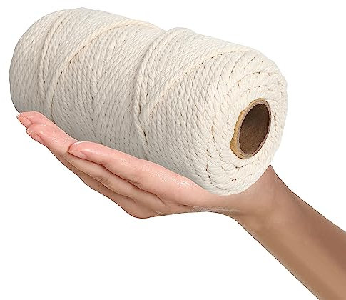 ipow 6mm x 50m Filo macrame Corda Cotone Cordoncino cotone Macramè filo 6mm Naturale DIY Fai da te Creazione artigianale, Decorazione da parete, ecc