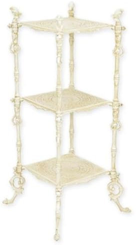 Casa Padrino Jugendstil Blumen Etagere Weiß 37,5 x 37,5 x H. 79,5 cm - Gusseisen Pflanzen Etagere - Barock & Jugendstil Garten Deko Accessoires