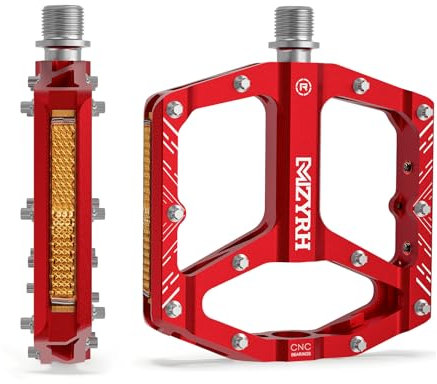 MZYRH Mountainbike-Pedale, MTB-Pedale, 9/16 Zoll, rutschfest, leicht, Aluminiumlegierung, Fahrradpedale für Rennrad, BMX, MTB (rotes Pedal)