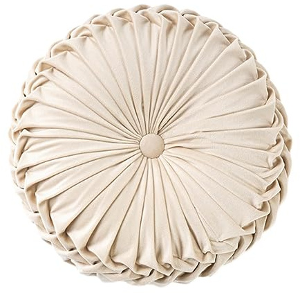 Imtrub Rund Wurfkissen, 35cm Samt Plissierter Kürbis Zierkissen Gefülltes Kissen Stuhl Kissen Sitzkissen, Sofa Betten Nackenkissen, Runde Samt Kissen für Sofa Bett Stuhl Boden Auto Dekorative