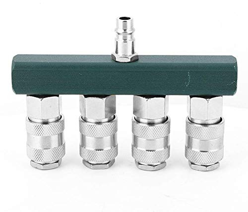 4-Wege-Luftschlauch-Splitter, 1/4-Zoll-NPT-Stecker, Luftkompressor-Splitter-Kupplung, Druckluft-Schnellkupplungs-Anschluss, T-Stil, 5-Port-Schnellverbindungsverteiler,