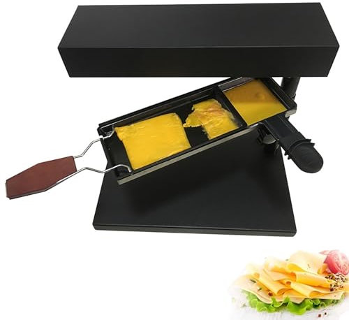 ERICAT Raclette Melting Machine, 600W Electric Cheese Maker with Anti-slip Floor, 26 * 9cm Heating Area and Adjustable Bracket Angle, Fast Heating and Removable Grill, For Dinner Parties, Appetizers