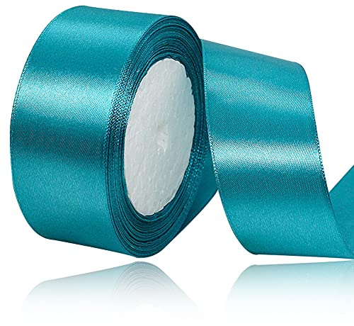 Türkis Blau Satinbands 40mm Breit, 22m Schleifenband, Geschenkband für Geschenkverpackungen, DIY Handwerk, Blumensträuße, Nähprojekte, Schleifenherstellung, Geburtstags- und Hochzeitsdekorationen