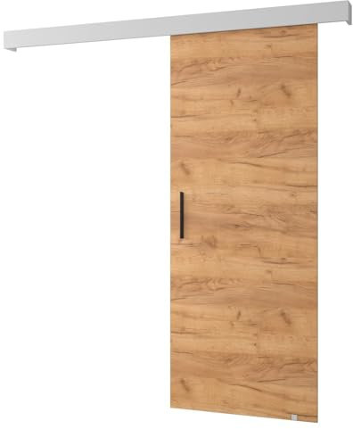 MEBLE KRYSPOL Salwador 1 Schiebetürsystem mit Schienenabdeckung - Innenwand-Schiebetüren - Eingelassene Dachbodentüren - Solide Konstruktion - 80x204 cm - Handwerk Gold Weiß Schwarz