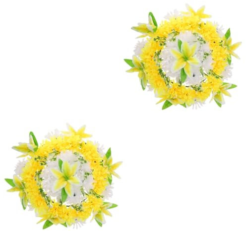 ABOOFAN 2St Kranz Grabblumenurne Kunstblume Grabblumenarrangements Grabschmuck blumenstrauss künstlich Girlande Grab Trauerblumen gedenken schmücken Yiwu künstliche Seidenblume