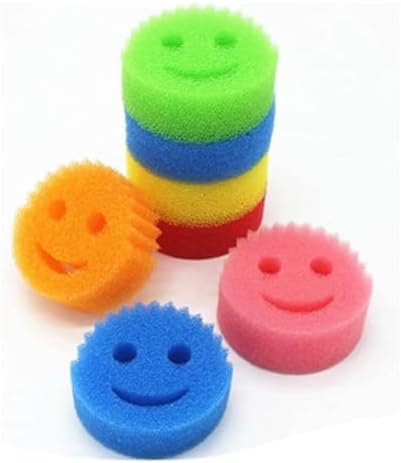 1 Stück Smiley-Scheuerschwamm, Scheuerschwämme, Geschirr, Schrubber, Auto-Becher-Reinigung, starke Dekontamination, Scheuerschwamm, Luffa-Typ, Küchenreinigungsschwämme, kratzfest, für