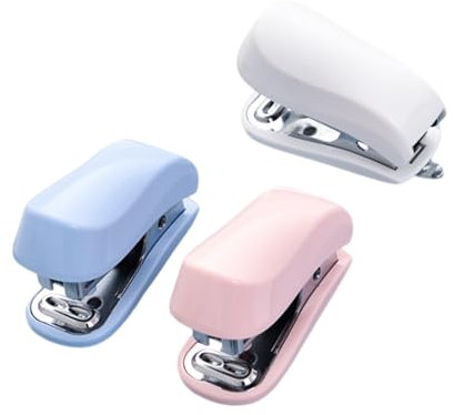 Purzen Hefter, Desktop-Hefter mit 640 Heftklammern, Mini-Hefter, langlebige Hefter für Büro Schule zu Hause,Rosa,2 Packs
