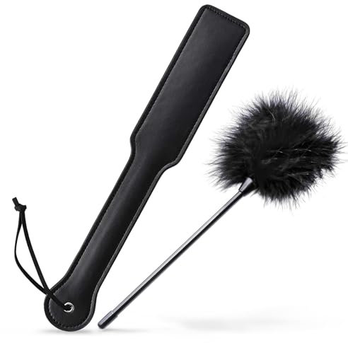 Set per Coppie BDSM - Tickler con Frusta e Piume, Kit Bondage, Accessori Bondage Durevoli in Finta Pelle PU, Giocattoli per Adulti