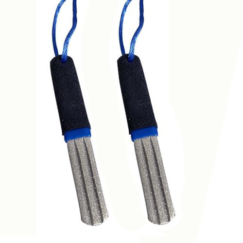 Angelhakenschärfer, 2 Stück, doppelseitig, 180/400er-Körnung, Hakenschärfer, Schärfwerkzeug für Salzwasser, Süßwasser, Eisangeln, Sport, Blau