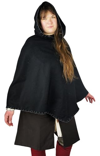 Leonardo Carbone® Unisex Wikinger-Gugel Egill mit Stickerei - Gugel Mittelalter Kleidung Herren & Damen, Mittelalter Kopfbedeckung, Hobbit Kostüm, LARP, Wikinger, Halloween, Karneval
