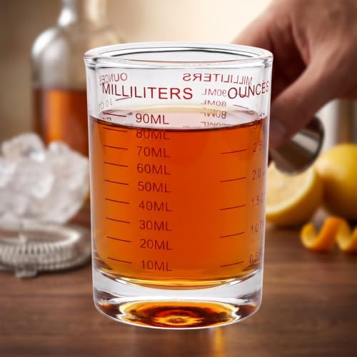 ACONDE Messbecher Glas für die Heimische Cocktailbar - Präzise Messungen | 90ml & 3oz Messbecher Ideal zum Abmessen von Whisky Rum Sirup für die Cocktailzubereitung - Perfekt für Cocktail-Fans