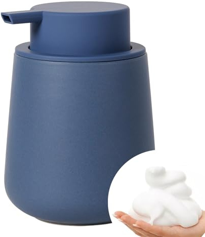 Bosilunlife Ceramic Foaming Soap Dispenser - 12Oz Bathroom Countertop Kitchen Dish Soap Pump Dispenser Foam Soap Dispenser - Matte Blue