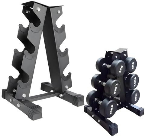 INVERSE SPORTS Support d'haltères à 3 niveaux - Capacité de 120 kg - Arbre hexagonal - Support de rangement vertical pour la maison, la salle de sport, le fitness