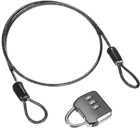 M METERXITY 1 Juego De Cable De Seguridad Con Candado De Combinación De 3 Dígitos 1.64FT Cable De Acero Con Revestimiento De PVC Para Maletas Equipaje/Viajes [Negro]