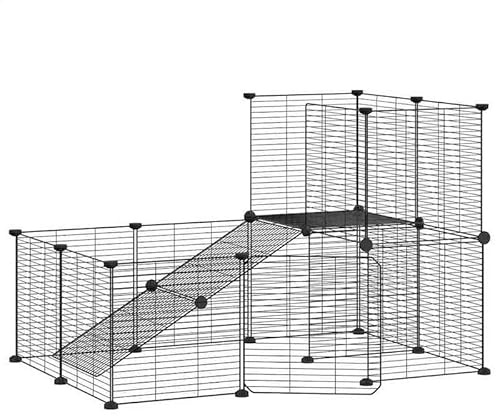 20-TLG. Kleintierkäfig mit Tür aus Stahl – 35x35 cm schwarz für Hamster, Kaninchen & Meerschweinchen | Robustes Gehege für Innen & Außen | Einfache Reinig & Montage