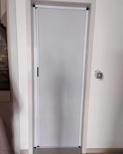 Faltbare Ziehharmonika-Tür-Trennwand für Flur und Eingang, abschließbare Schiebetüren, kein Bohren, Schranktrennwand, platzsparende Innentür, 95 x 190 cm, Weiß