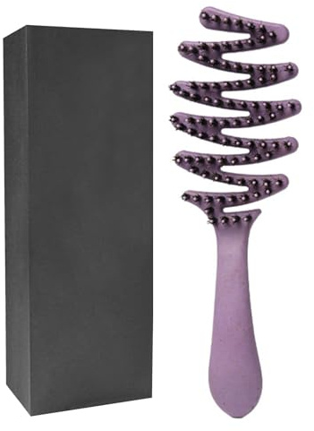 AURIVEE Brosse Cheveux Poil de Sanglier & Démêlante–Brosse Paddle Large avec Dents en Z et Trou d'Aération, Anti-Casse pour Cheveux Fins, Épais, Bouclés (Usage Sec/Mouillé, Hommes Femmes Enfants) Viol