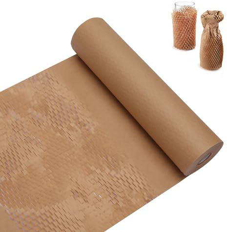 Rollo de papel de panal de abeja, 30 cm x 30 m, material de embalaje respetuoso con el medio ambiente, 80 g/m², papel de seda, alternativa a las burbujas de aire, rollo protector para envíos y