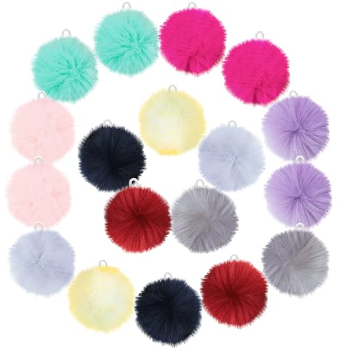 Kunstfell-Pompons 18 Stück 8 cm, 9 Faux Fur Pompons für | DIY-Projekte, Mützen, Schals, Schmuck und Dekoration