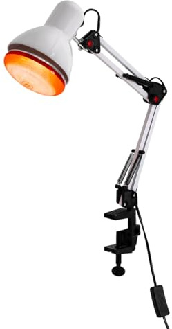 CUMELLIIR Infrarotlampe 150W Rotlichtlampe Wärmelampe Mit Klemme, 360° Rotation & klappbar, Medizinische Rotlichtlampe Therapie Für Linderung Von Muskelschmerzen, Weiß