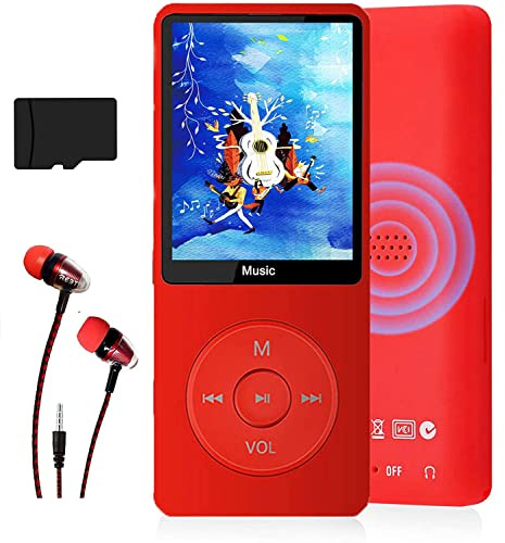 MP3-Player, Musik-Player mit 16GB Micro SD Karte, Ultra Slim Musik-Player mit eingebautem Lautsprecher, Photo Viewer, Video Play, FM Radio, Voice Recorder, E-Book Reader, unterstützt