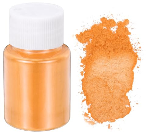 QUARKZMAN Mica Pulver 10g Kosmetik Grade Glimmerpulver 600 Mesh Mica Powder Epoxidharz Farbe Pigmentpulver für Gießharz Seifenfarbe Kerzenfarbstoff DIY Nagellack Lipgloss Leuchtendes Orange