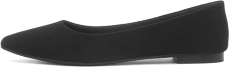 Lilley Womens Black Pointed Toe Slip On Ballerina