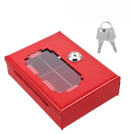 Totority Feuerwehr Schlüsselbox Wandmontage aus Metall und Glas Rot zur Schlüsselaufbewahrung für Gebäudesicherheit und Integrierte Systeme Zufälliger Stil