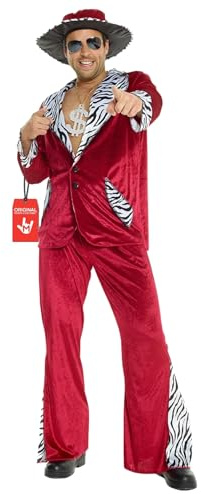 Pimp Daddy herrkostym, 70-tals/80-tals kostym, svart sammetsdräkt för möhippor, temafest, L