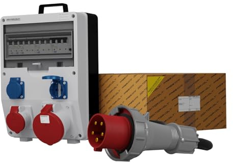 Répartiteur électrique mobile TD-S/FI 63 A 16 A 2 x 230 V - 5 x 10 mm - 2 prises PCE - Répartiteur de courant - Doctorvolt 0045
