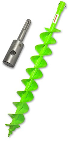 Trapano WERHE® Profi in acciaio massiccio, punta da terra per trapano 100 mm a doppio albero estremamente robusto con adattatore SDS Plus - trapano per pozzi punta precisa.