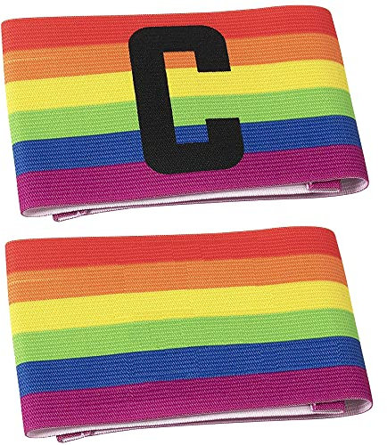 XXL-Sportswear Armbinde Regenbogen, Spielführerbinde, Kapitänsbinde mit Klettverschluß, mit/ohne Aufdruck C 1er/2er/5er/10er-Pack (1x Armbinde OHNE Aufdruck)