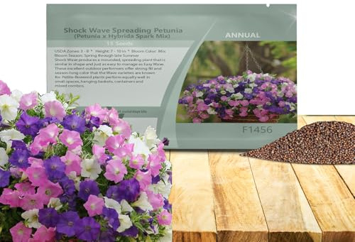 Outsidepride Spark Mix Shock Wave Petunia Seeds - 30 Pcs. Annual, Compact & Spreading Flower Seeds for Planting Low Growing Vibrant Blooms, Great for Garden Beds, Hanging Baskets & Container Displays