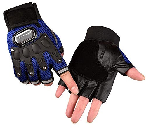 Faxianther Men's Breathable Mesh Cycling Gloves Non-Slip Leather Riding Driving Gloves Mountain Bike Motorcycle Half Finger Gloves Skating Skateboard Gloves