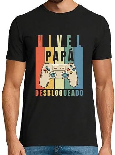 latostadora Camiseta Manga Corta Nivel Papá Desbloqueado para Hombre - 100% Algodón Natural - Regalos con Diseños Originales - Camiseta Estampado Divertido - Ref. 5890465-P