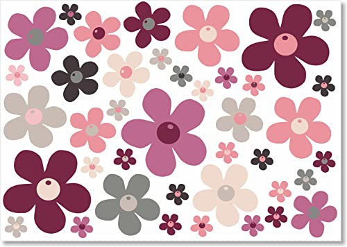 beihaasnatuerlich 40 Blumenaufkleber, Outdoor-Sticker, Blumen lila-beige | UV- und kratzfeste Prilblumen Aufkleber für Küche, Bad, Auto, Fahrrad, Laptop, Koffer, Bobbycar und Roller